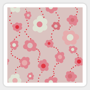 Pink Vintage Daisy Repeat Pattern Sticker